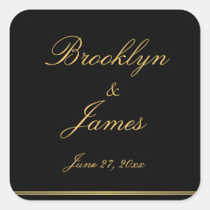 Large Black Gold Elegant Wedding Stickers