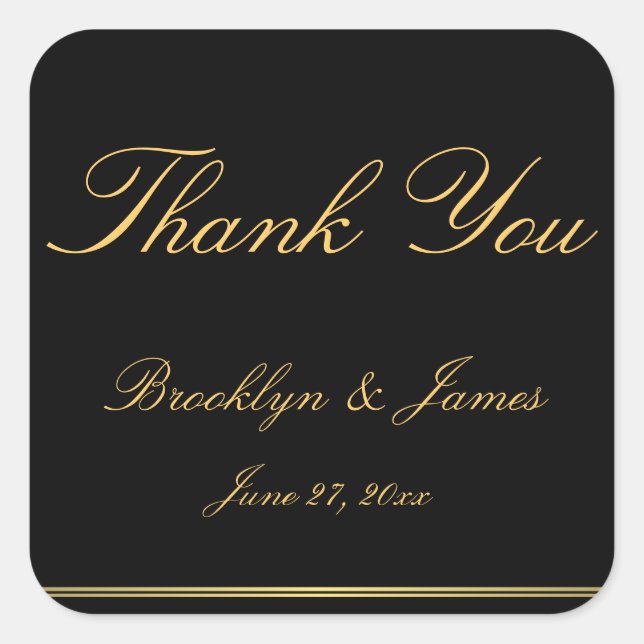 Large Black Gold Elegant Wedding Stickers (Front)