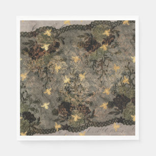 Large Black Lace Gold Bee Napkin