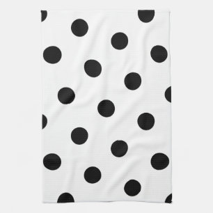 Large Black Polka Dot Pattern - Custom Colour Whit Kitchen Towel