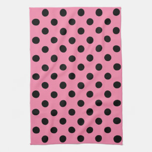 Large Black Polka Dots on hot pink Kitchen Towel