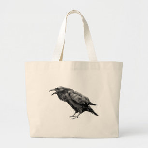 Large Black Raven or Crow Halloween Gothic Spooky Tote Bag