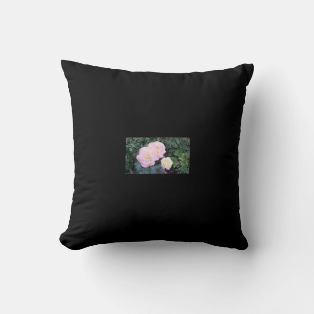 Large black sofa cushion with roses (Front)