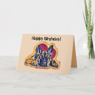 Large Black Tan German Shepherd Puppy PopArt Card