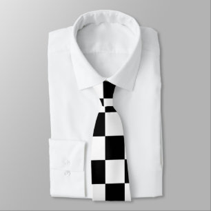 Large Black & White Checkered Tie