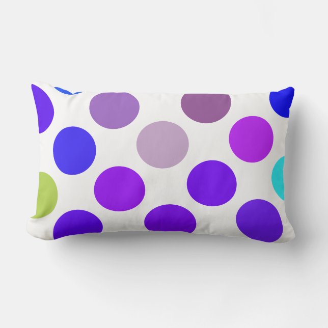 Large Blue And Purple Dots Lumbar Pillow (Front)