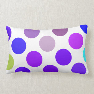 Large Blue And Purple Dots Lumbar Pillow