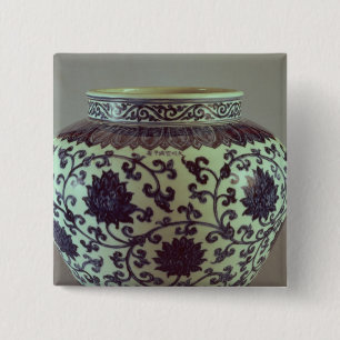 Large blue and white Ming vase 2 Inch Square Button