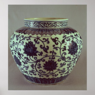 Large blue and white Ming vase Poster