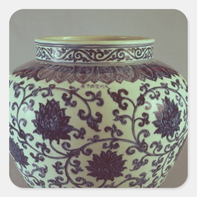 Large blue and white Ming vase Square Sticker (Front)
