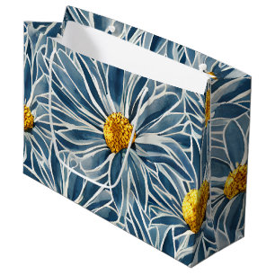 Large Blue and yellow Flowers Seamless Pattern Large Gift Bag