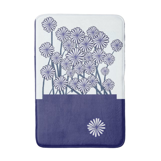 Large Blue Blossom  Bath Mat (Front Vertical)