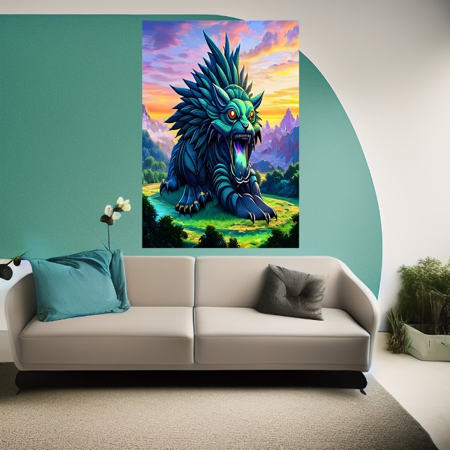 Large blue fantasy creature | AI Art Poster (Creator Uploaded)
