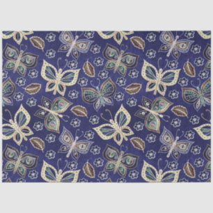 Large Blue Seamless Butterfly Pattern Decoupage Tissue Paper