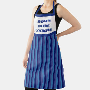 Large Blue Striped Mom's Home Cooking Apron