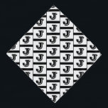 Large Bold Black Monogram Pattern, White/Black Bandana<br><div class="desc">Personalize large Bold Black Monogram pattern on white and black background. Click “Customize” to change colours and type styles.</div>