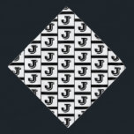 Large Bold Black Monogram Pattern, White/Black Bandana<br><div class="desc">Personalize large Bold Black Monogram pattern on white and black background. Click “Customize” to change colours and type styles.</div>