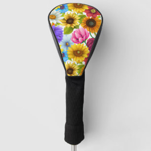 Large Bold Botanical Colourful Flowers  Golf Head Cover