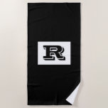 Large Bold Outlined Black Monogram, Black Beach Towel<br><div class="desc">Personalize this cool large Bold Outlined Black Monogram on black background. Click “Customize” to change colours and type styles.</div>