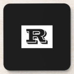 Large Bold Outlined Black Monogram, Black Coaster<br><div class="desc">Personalize this cool large Bold Outlined Black Monogram on black background. Click “Customize” to change colours and type styles.</div>