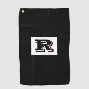 Large Bold Outlined Black Monogram, Black Golf Tow Golf Towel