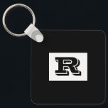 Large Bold Outlined Black Monogram, Black Keychain<br><div class="desc">Personalize this cool large Bold Outlined Black Monogram on black background. Click “Customize” to change colours and type styles.</div>