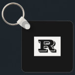 Large Bold Outlined Black Monogram, Black Keychain<br><div class="desc">Personalize this cool large Bold Outlined Black Monogram on black background. Click “Customize” to change colours and type styles.</div>