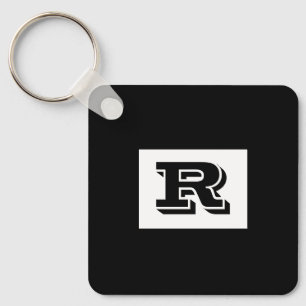 Large Bold Outlined Black Monogram, Black Keychain