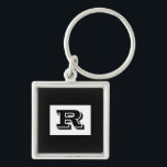 Large Bold Outlined Black Monogram, Black Keychain<br><div class="desc">Personalize this cool large Bold Outlined Black Monogram on black background. Click “Customize” to change colours and type styles.</div>