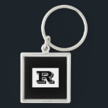 Large Bold Outlined Black Monogram, Black Keychain<br><div class="desc">Personalize this cool large Bold Outlined Black Monogram on black background. Click “Customize” to change colours and type styles.</div>