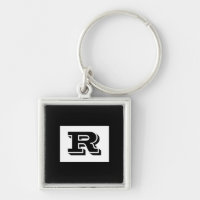 Large Bold Outlined Black Monogram, Black Keychain