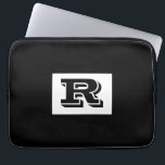 Large Bold Outlined Black Monogram, Black Laptop Sleeve<br><div class="desc">Cool large Bold Outlined Black Monogram on Black background. Click “Customize” to change colours and type styles.</div>