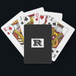 Large Bold Outlined Black Monogram, Black Playing  Playing Cards<br><div class="desc">Personalize this cool large Bold Outlined Black Monogram on black background. Click “Customize” to change colours and type styles.</div>