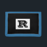 Large Bold Outlined Black Monogram, Black Trifold Wallet<br><div class="desc">Personalize this cool large Bold Outlined Black Monogram on black background. Click “Customize” to change colours and type styles.</div>
