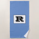 Large Bold Outlined Black Monogram, Blue Beach Towel<br><div class="desc">Personalize this cool large Bold Outlined Black Monogram on Blue background. Click “Customize” to change colours and type styles.</div>