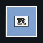 Large Bold Outlined Black Monogram, Blue Napkin<br><div class="desc">Personalize this cool large Bold Outlined Black Monogram on Blue background. Click “Customize” to change colours and type styles.</div>