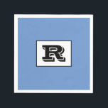 Large Bold Outlined Black Monogram, Blue Napkin<br><div class="desc">Personalize this cool large Bold Outlined Black Monogram on Blue background. Click “Customize” to change colours and type styles.</div>
