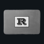 Large Bold Outlined Black Monogram, Grey Bath Mat<br><div class="desc">Personalize this cool large Bold Outlined Black Monogram on Grey background. Click “Customize” to change colours and type styles.</div>