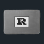 Large Bold Outlined Black Monogram, Grey Bath Mat<br><div class="desc">Personalize this cool large Bold Outlined Black Monogram on Grey background. Click “Customize” to change colours and type styles.</div>