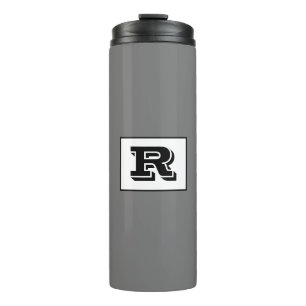 Large Bold Outlined Black Monogram, Grey Thermal Tumbler