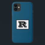 Large Bold Outlined Black Monogram, Ocean Blue iPhone 11 Case<br><div class="desc">Personalize this cool large Bold Outlined Black Monogram on ocean blue background. Click “Customize” to change colours and type styles.</div>