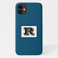 Large Bold Outlined Black Monogram, Ocean Blue