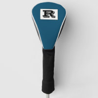 Large Bold Outlined Black Monogram, Ocean Blue Gol