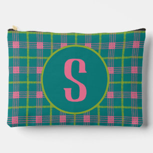 Large Bold Plaid Initial Zipper Pouch