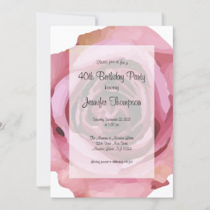 Large Bold Purple Spring Rose Birthday Invitation