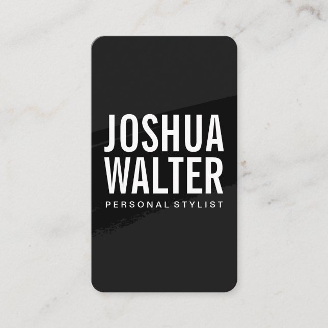 Large Bold Text Black Brushed Business Card (Front)