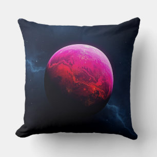 Large Bright Pink Planet Throw Pillow