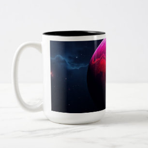 Large Bright Pink Planet Two-Tone Coffee Mug