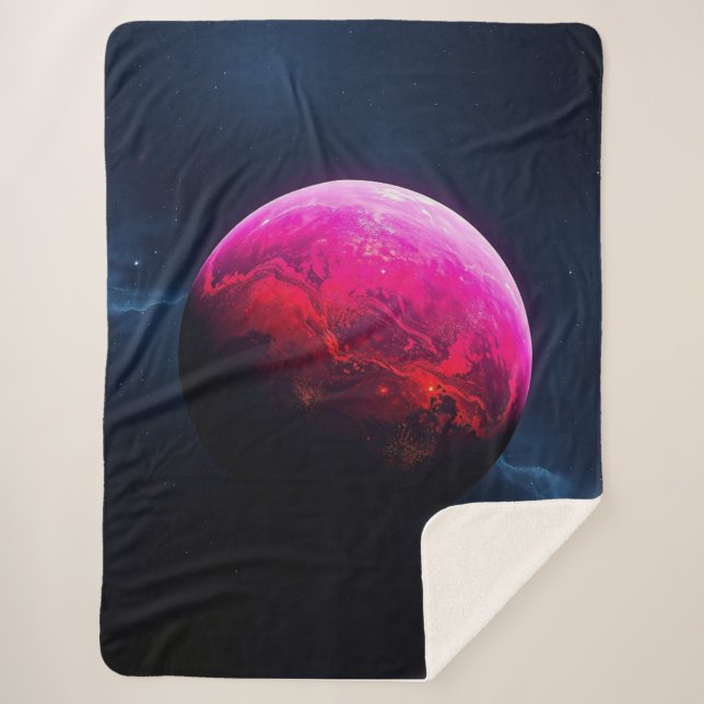 Large Bright Red Planet Sherpa Blanket (Front)