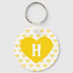 Large Bright Yellow Heart - Monogram Keychain
